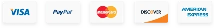 Visa, Mastercard, American Express, Discover and PayPal accepted at checkout
