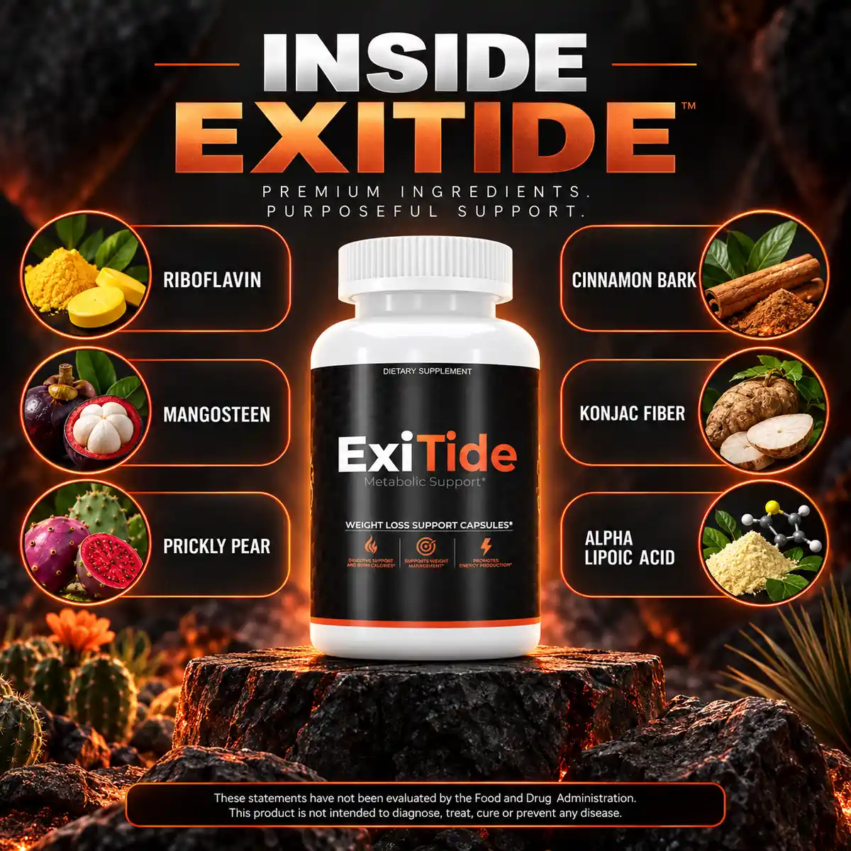 The seller's listing graphic naming six of the eleven ingredients on the printed panel