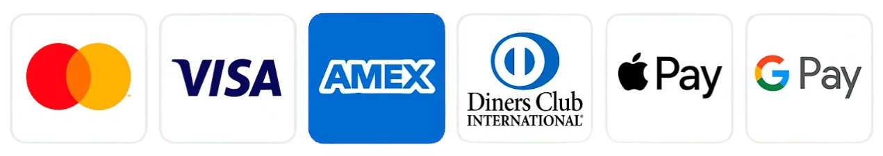 The card brands accepted at the ExiTide checkout: Visa, Mastercard, American Express, Discover and PayPal